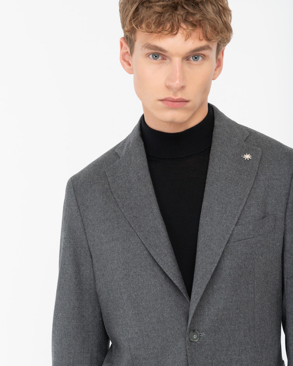 gray nuvola stretch wool flannel blazer