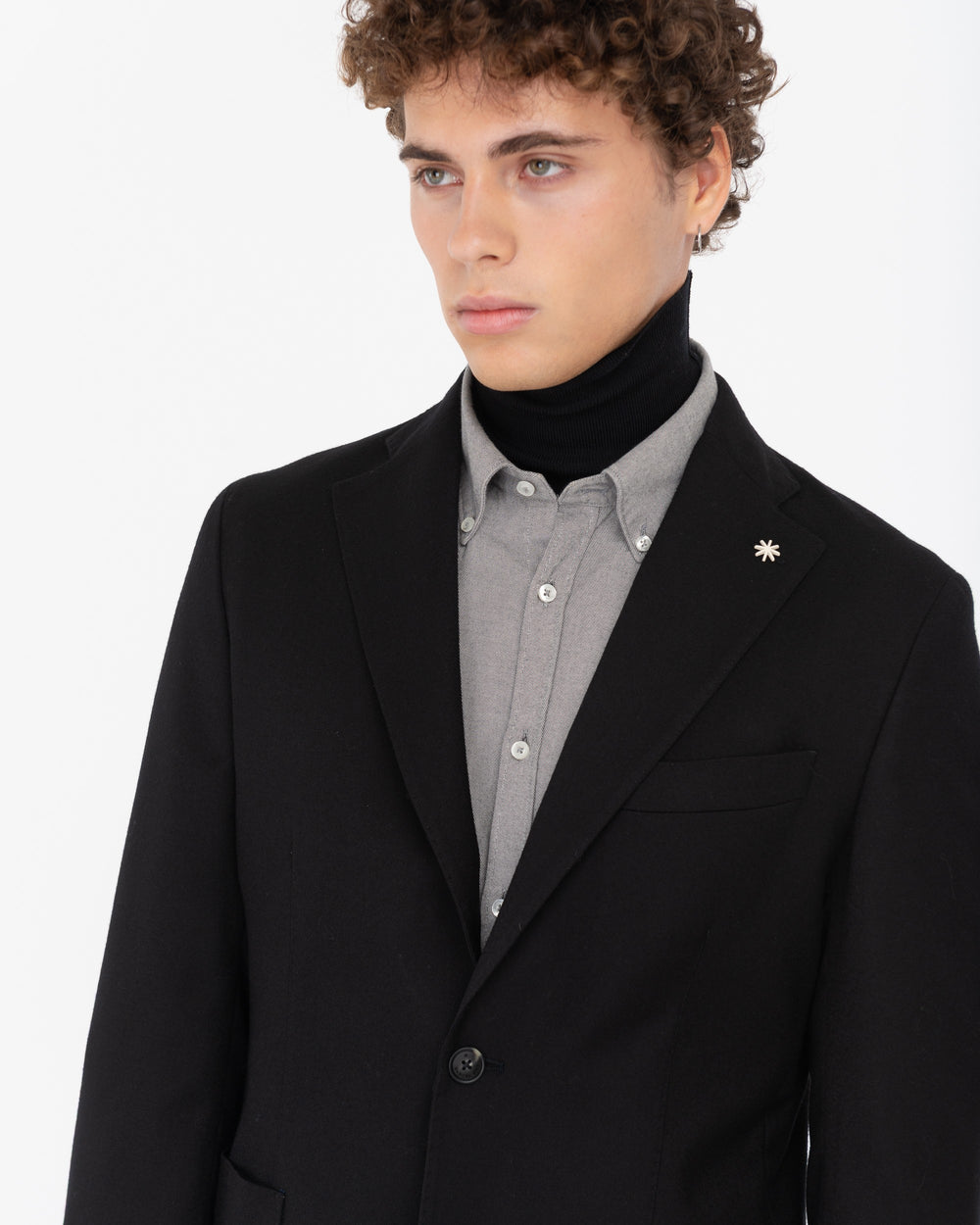 black nuvola stretch wool flannel blazer