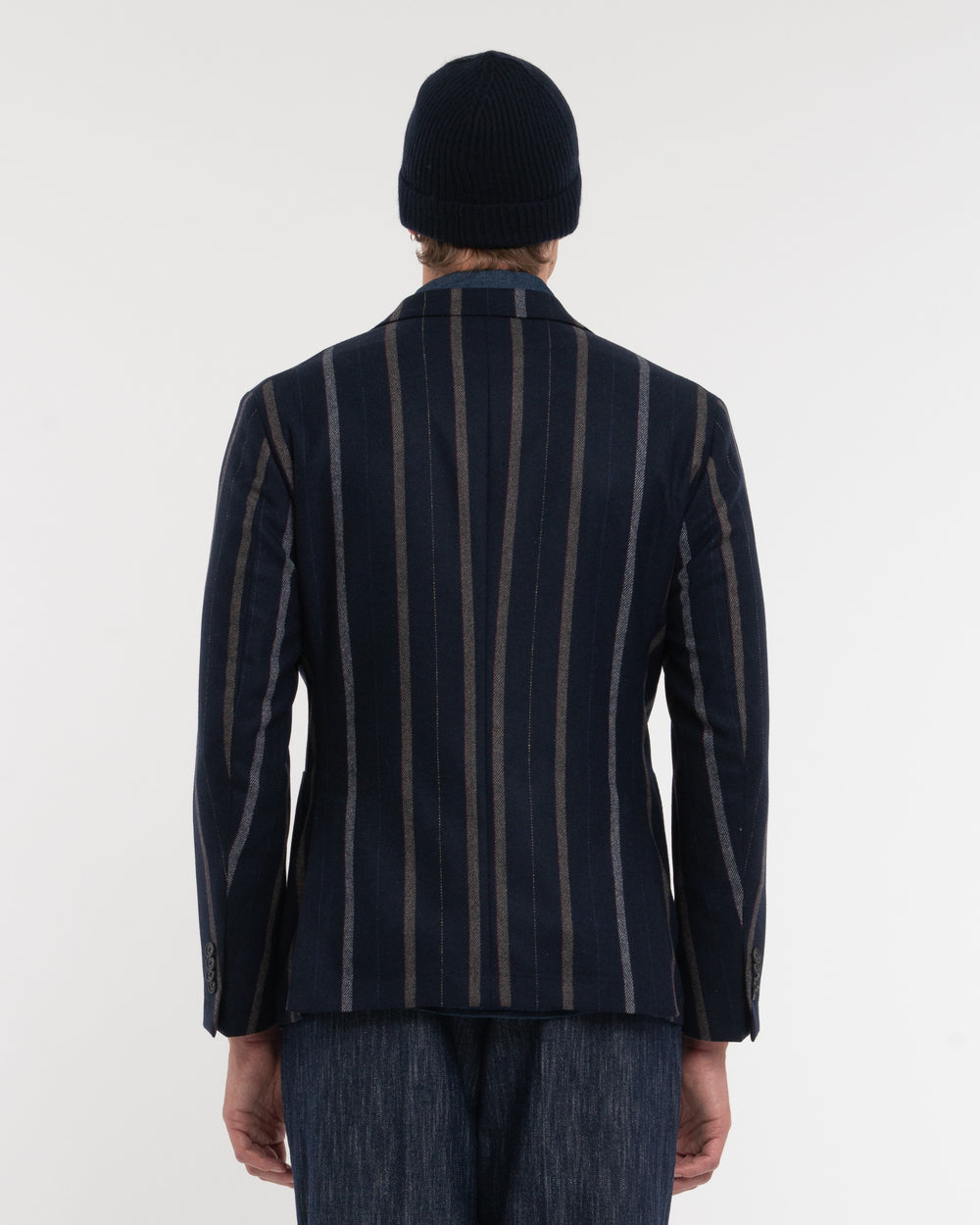 blue wool blend regimental blazer