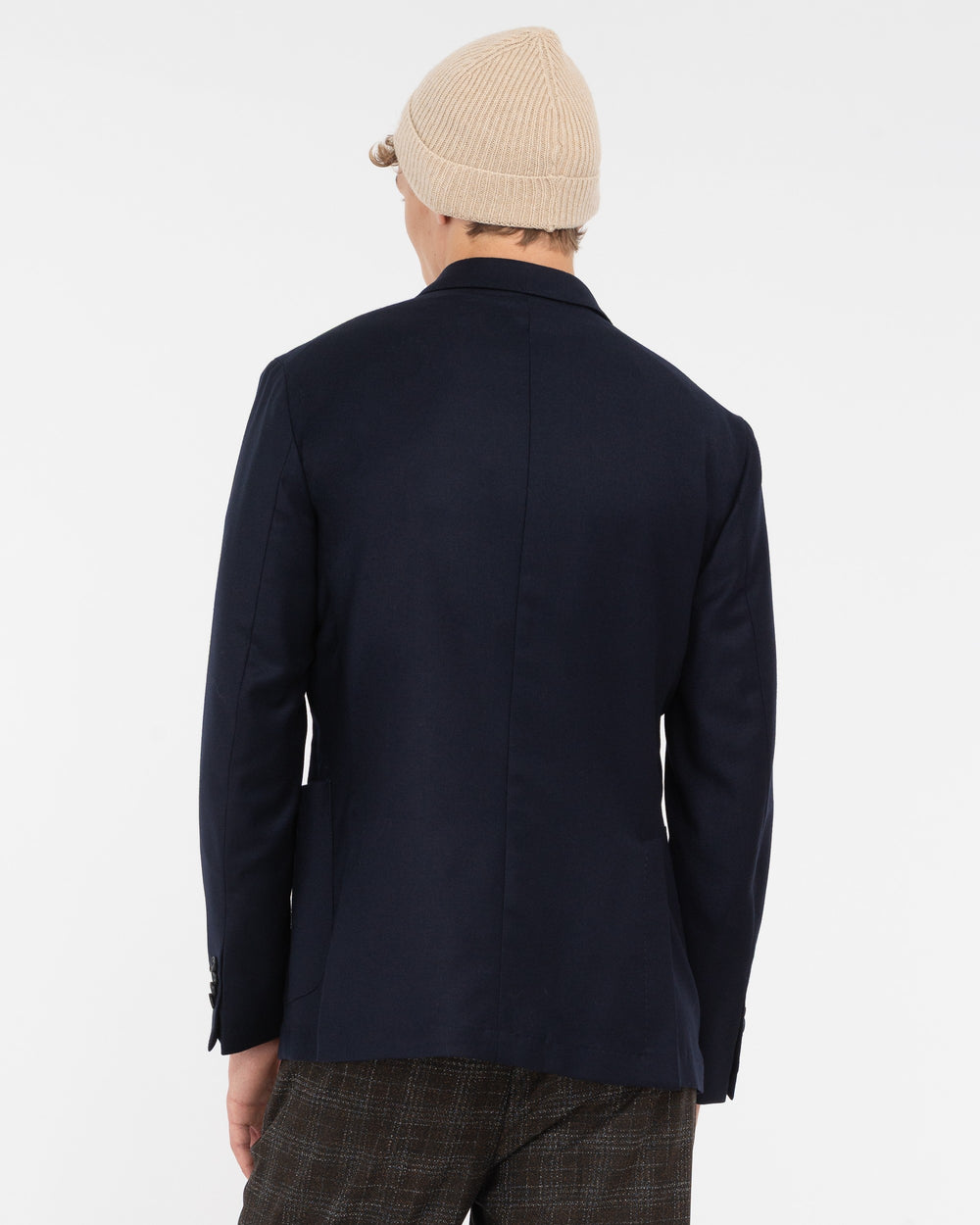 blue stretch wool flannel double breasted nuvola blazer