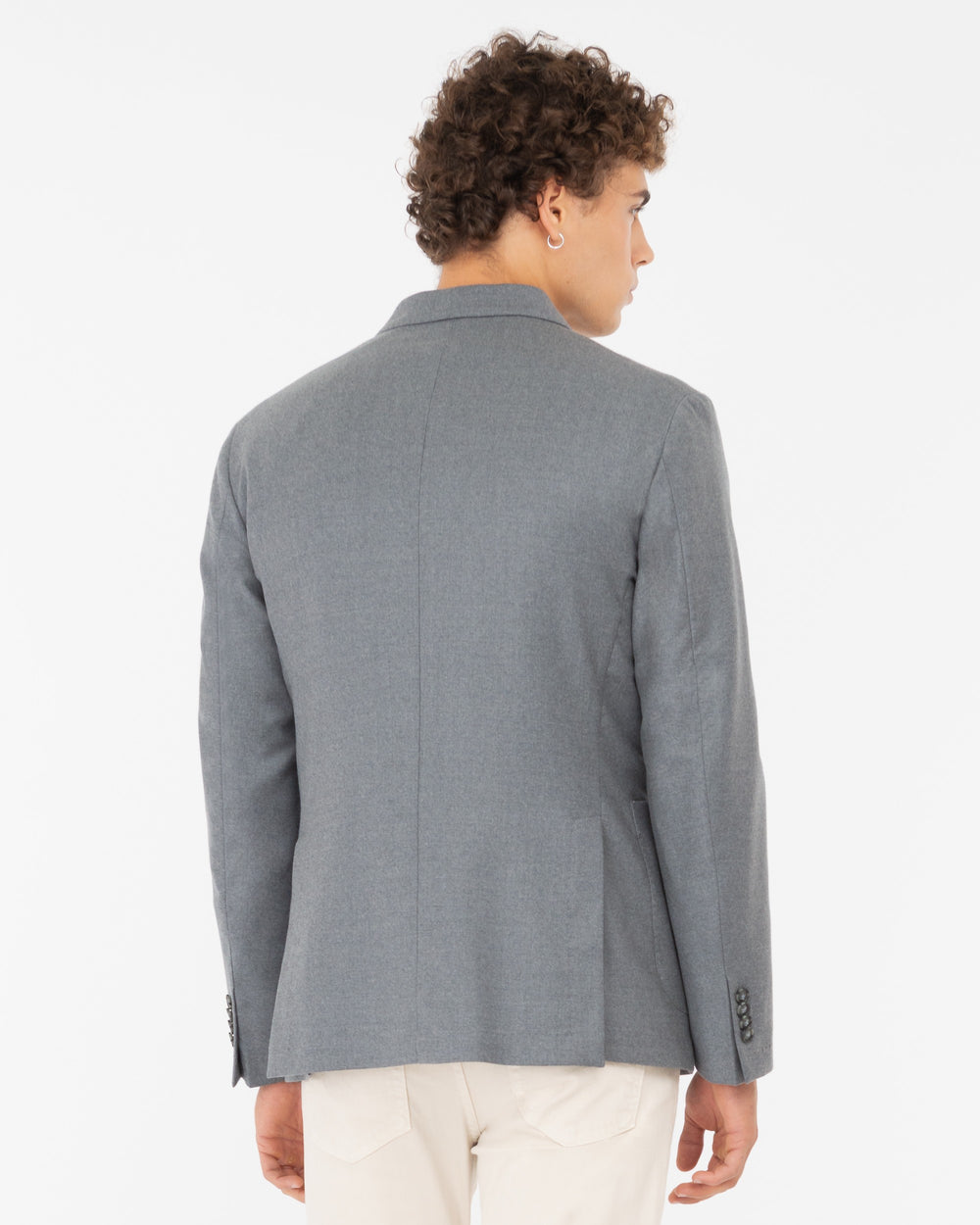 gray stretch wool flannel double breasted nuvola blazer