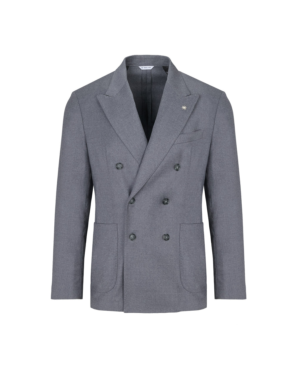 gray stretch wool flannel double breasted nuvola blazer