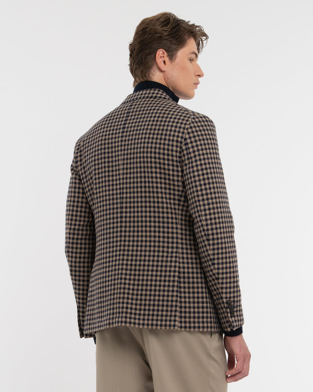 beige nuvola pied de poule wool cotton blazer