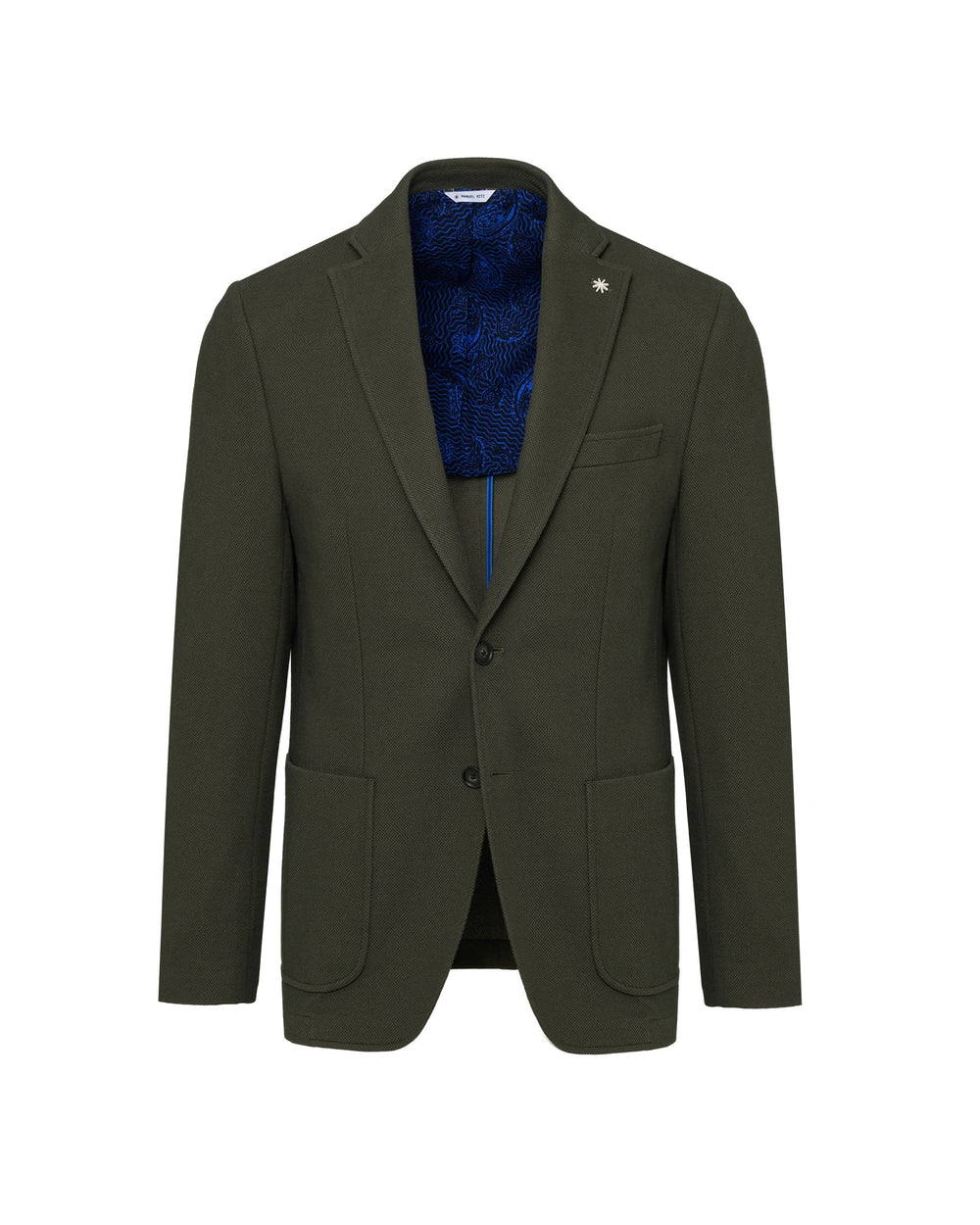 green stretch cotton blend piqué jersey blazer