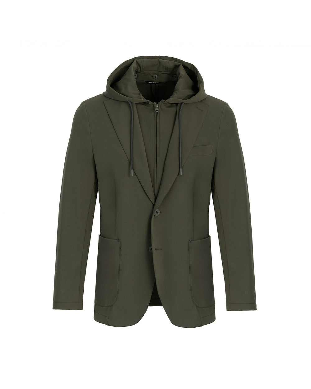 green blazer with bib in stretch technical fabric
