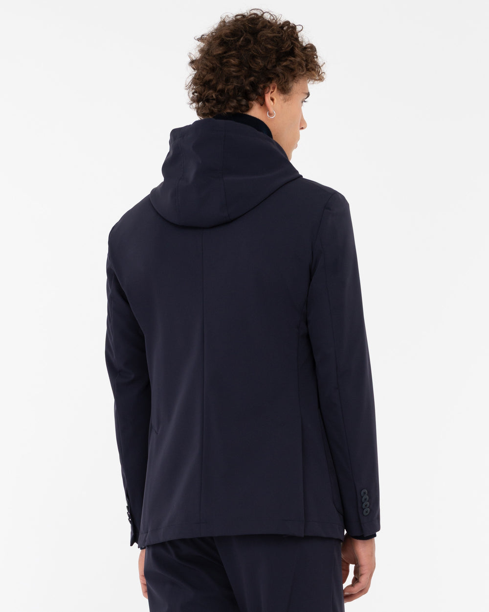 blue blazer with bib in stretch technical fabric