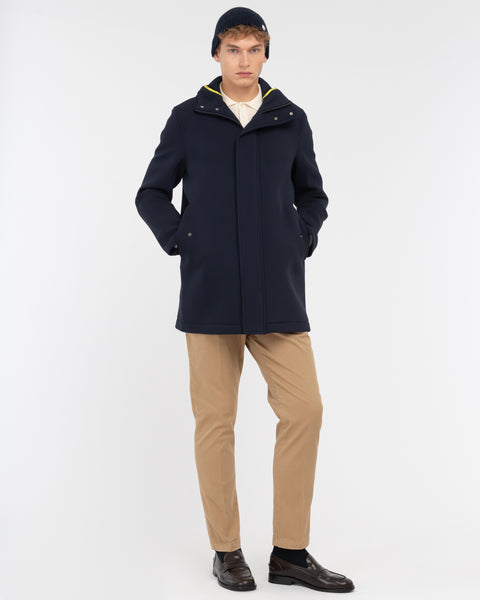 blue stretch bonded technical scuba parka