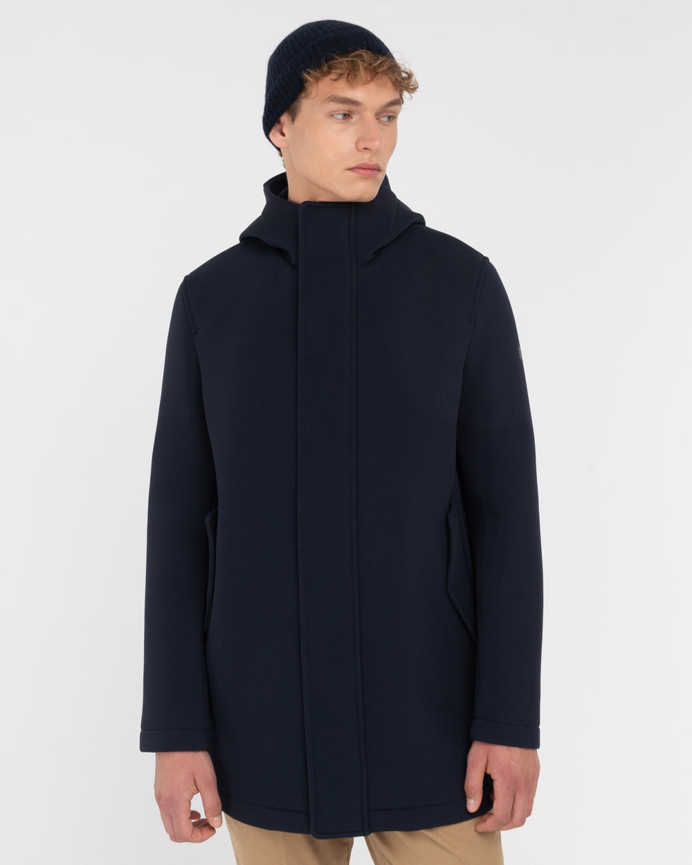 blue stretch bonded technical scuba parka