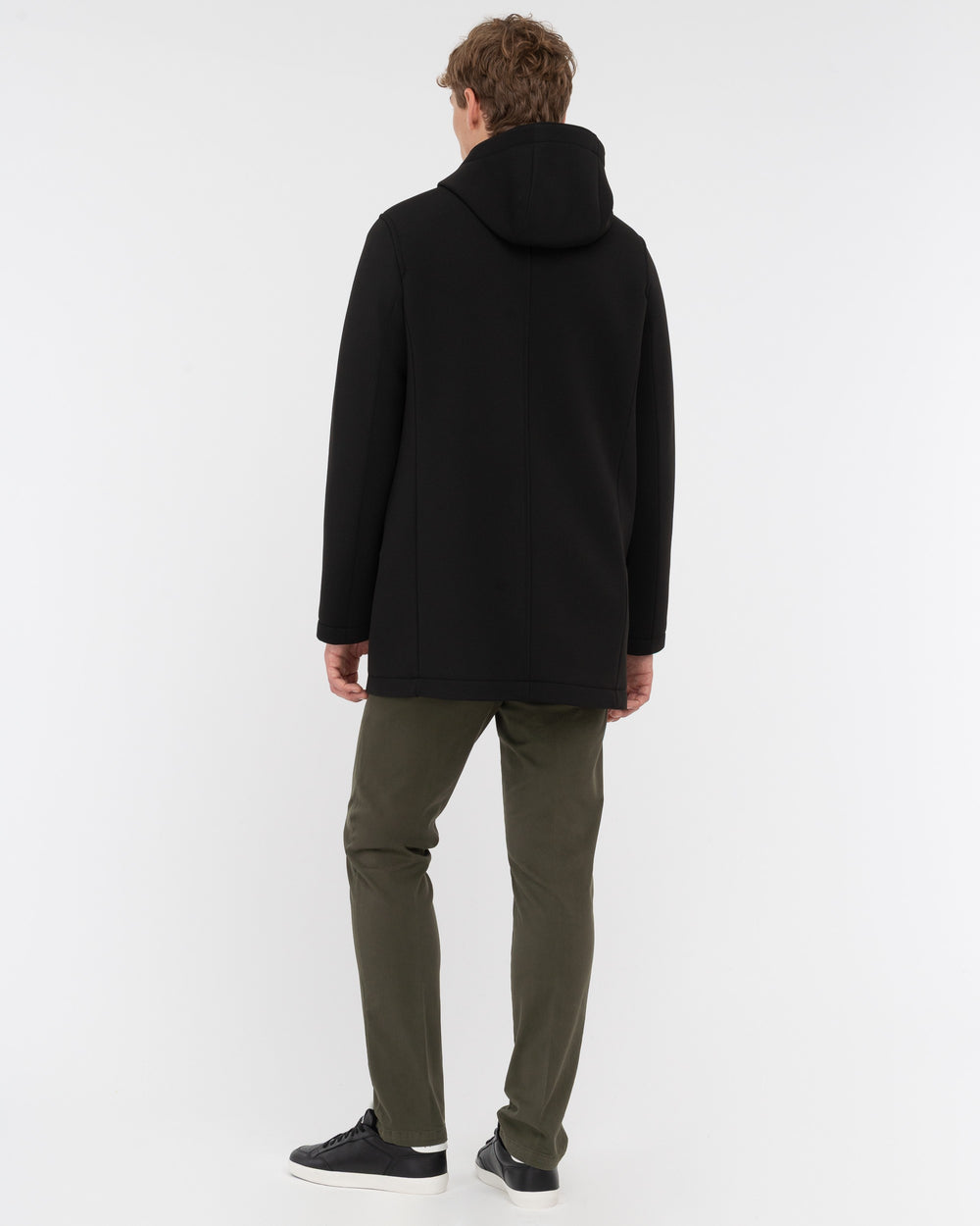 black stretch bonded technical scuba parka