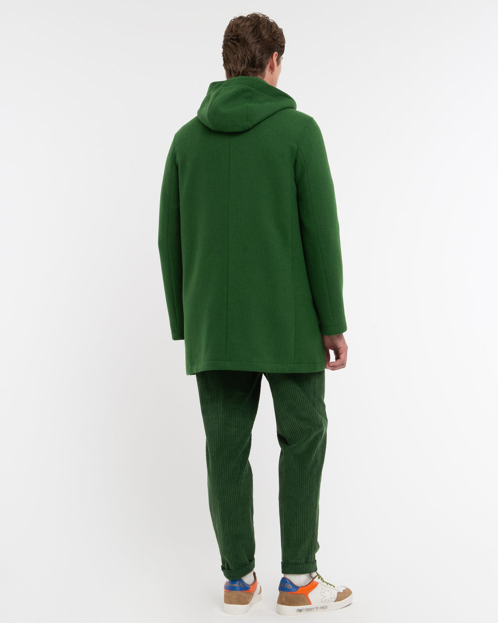 green wool blend parka