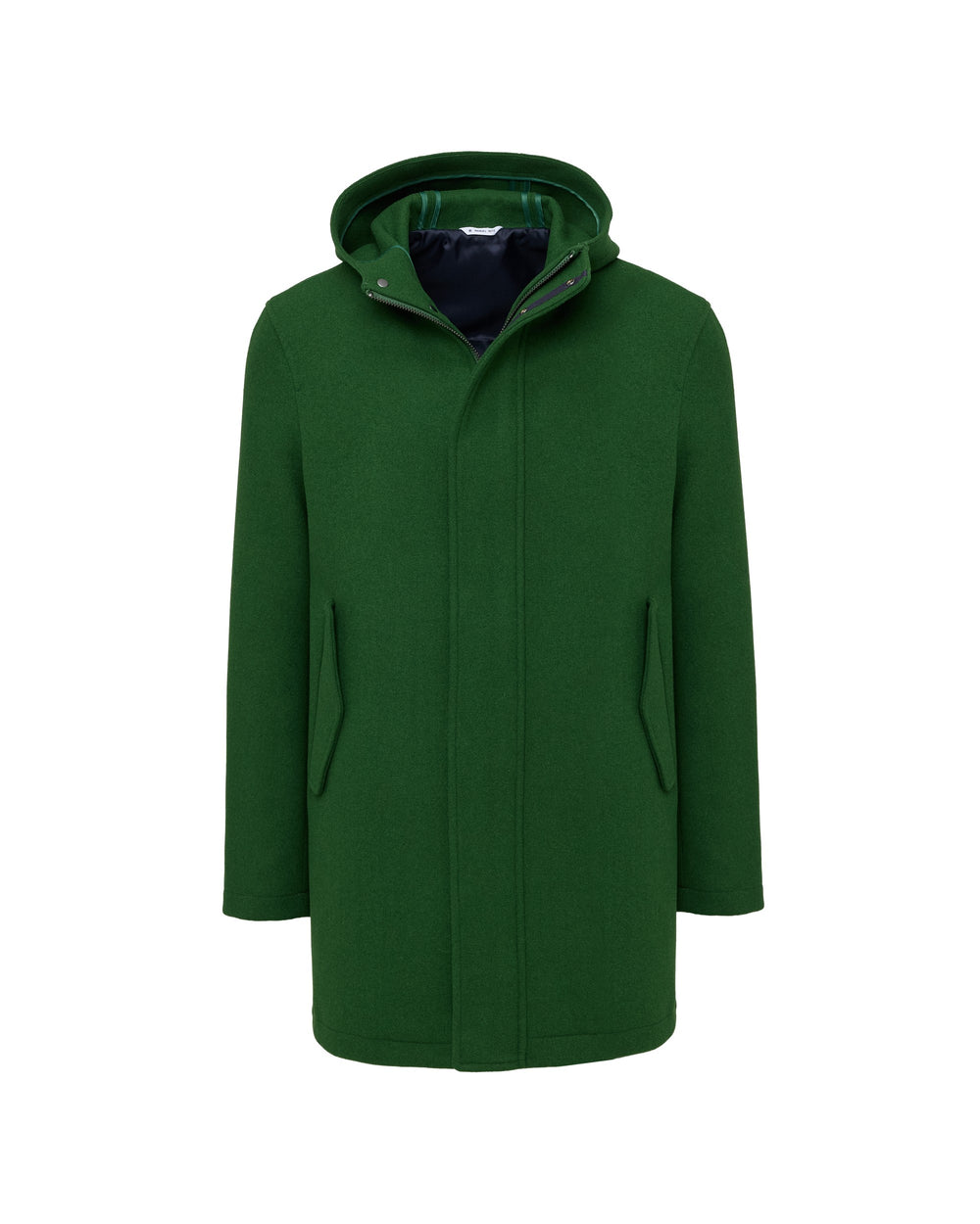 green wool blend parka