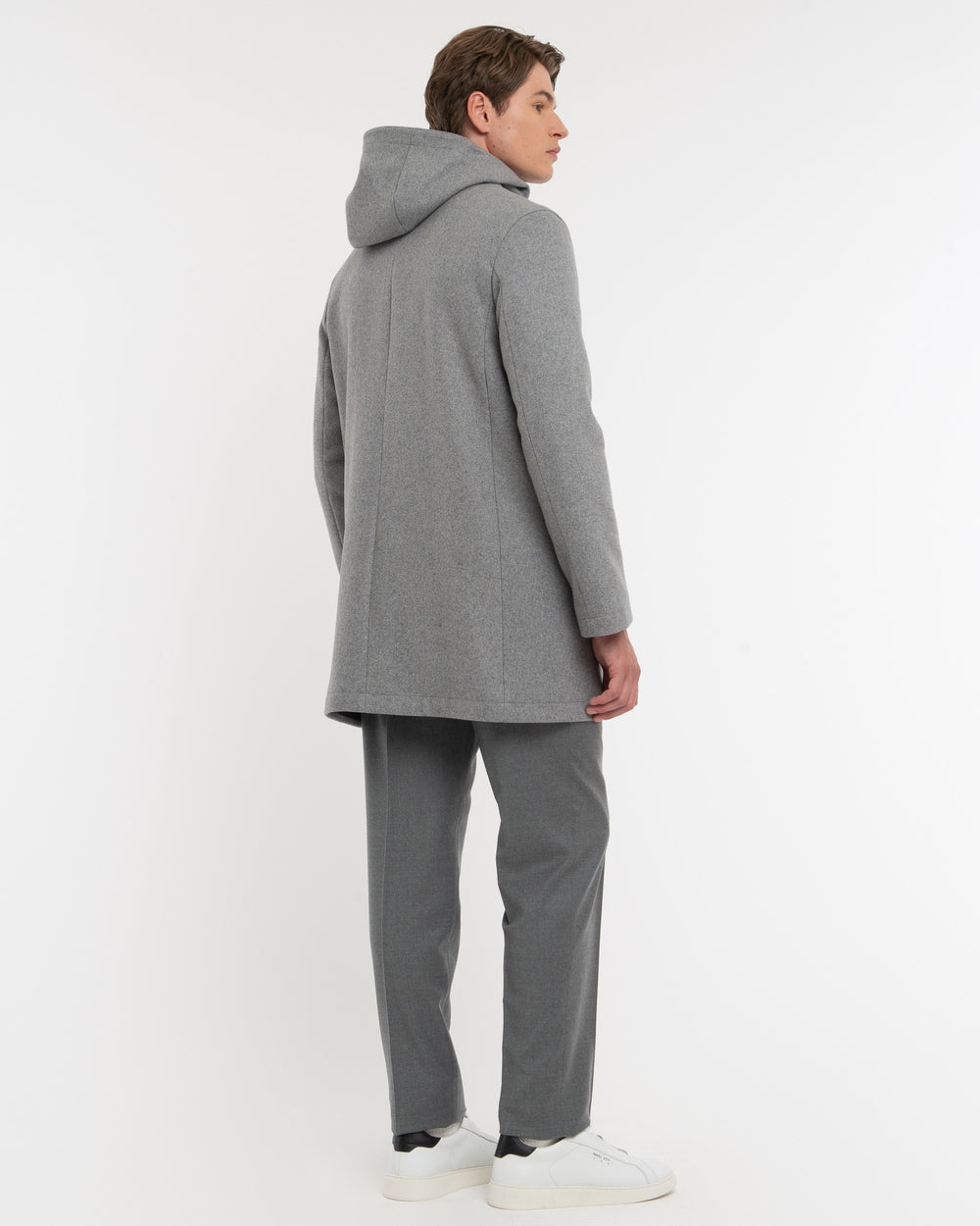 gray wool blend parka