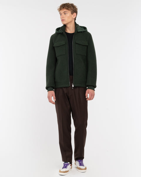 green neoprene bonded jersey bomber jacket