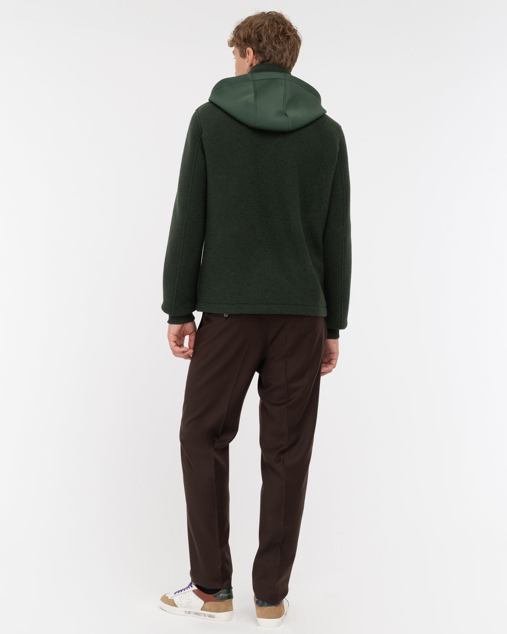 green neoprene bonded jersey bomber jacket