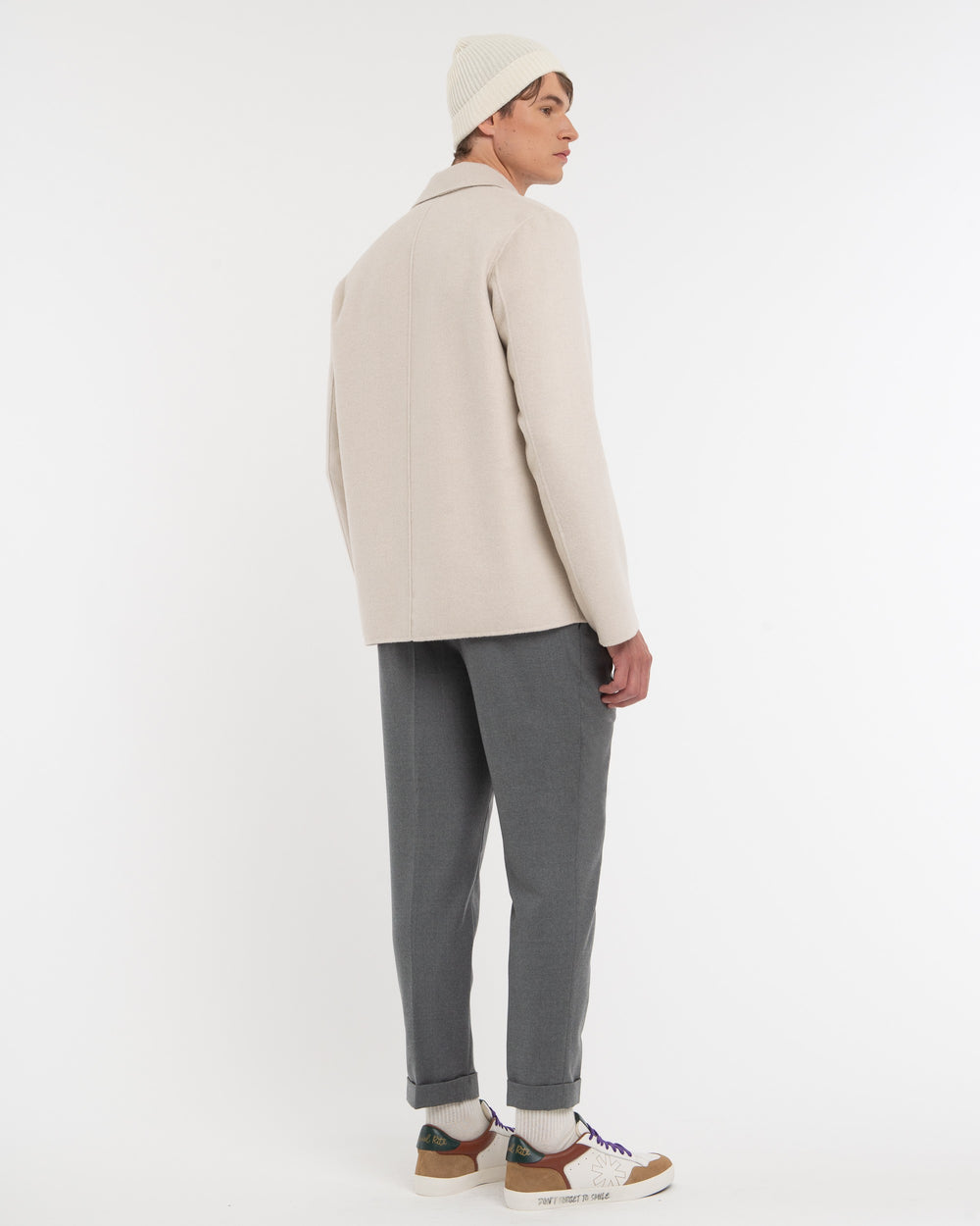 white double wool blend cloth overshirt