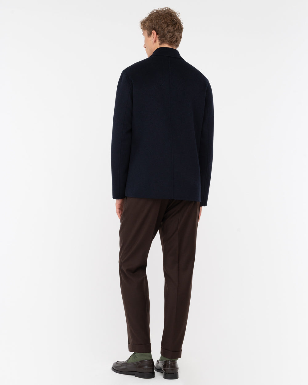 blue double wool blend cloth overshirt