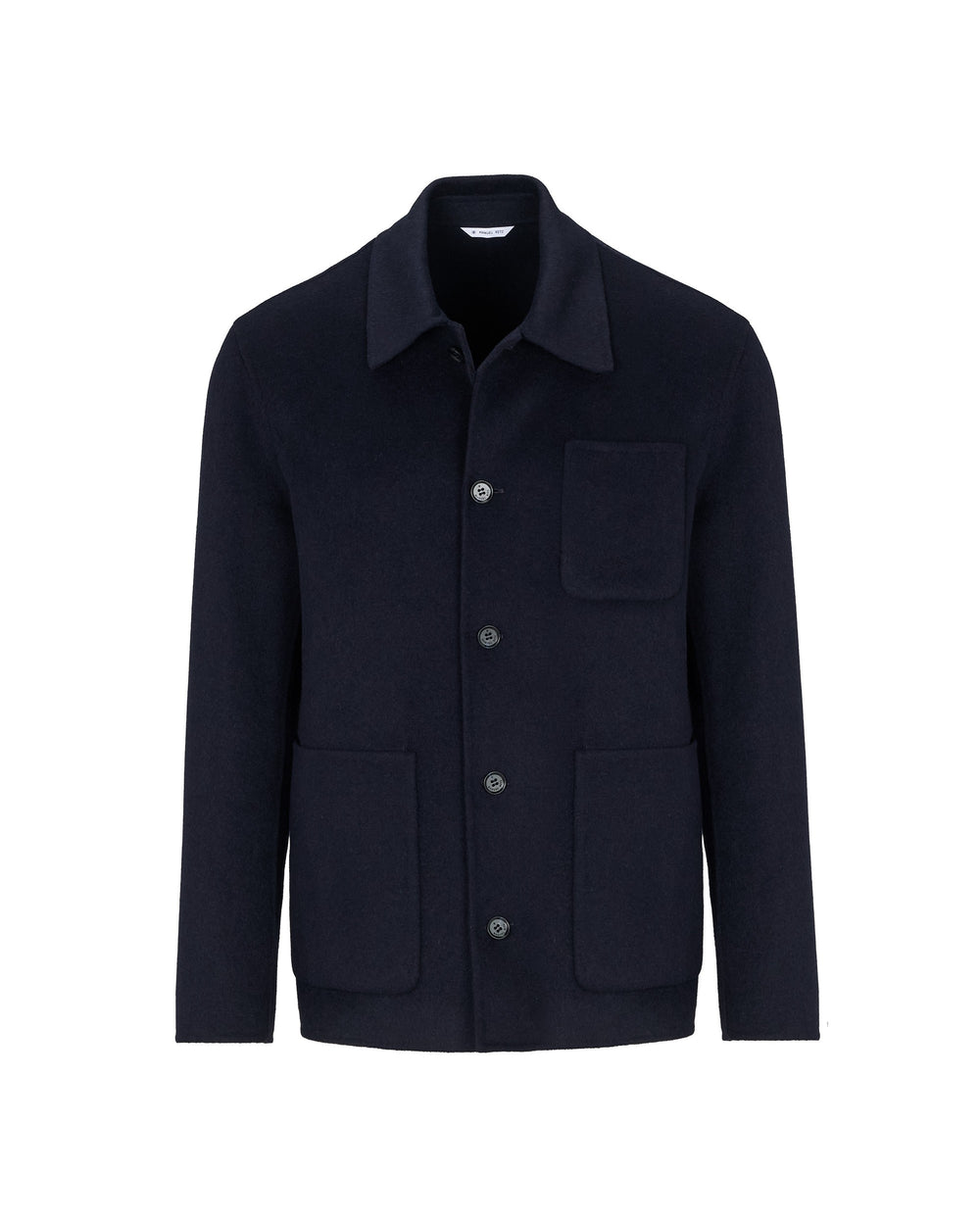 blue double wool blend cloth overshirt