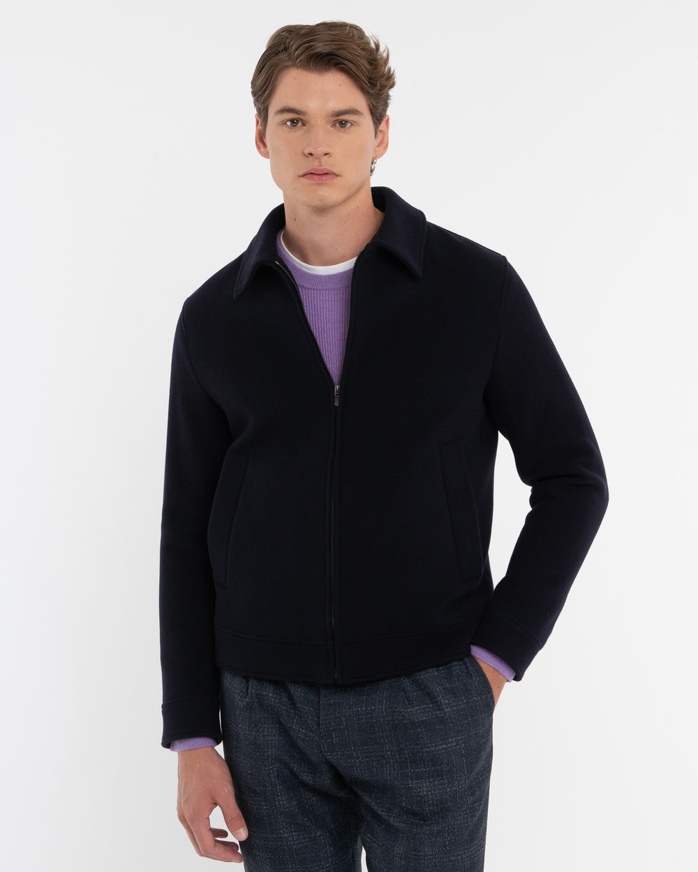 blue wool blend cloth jacket