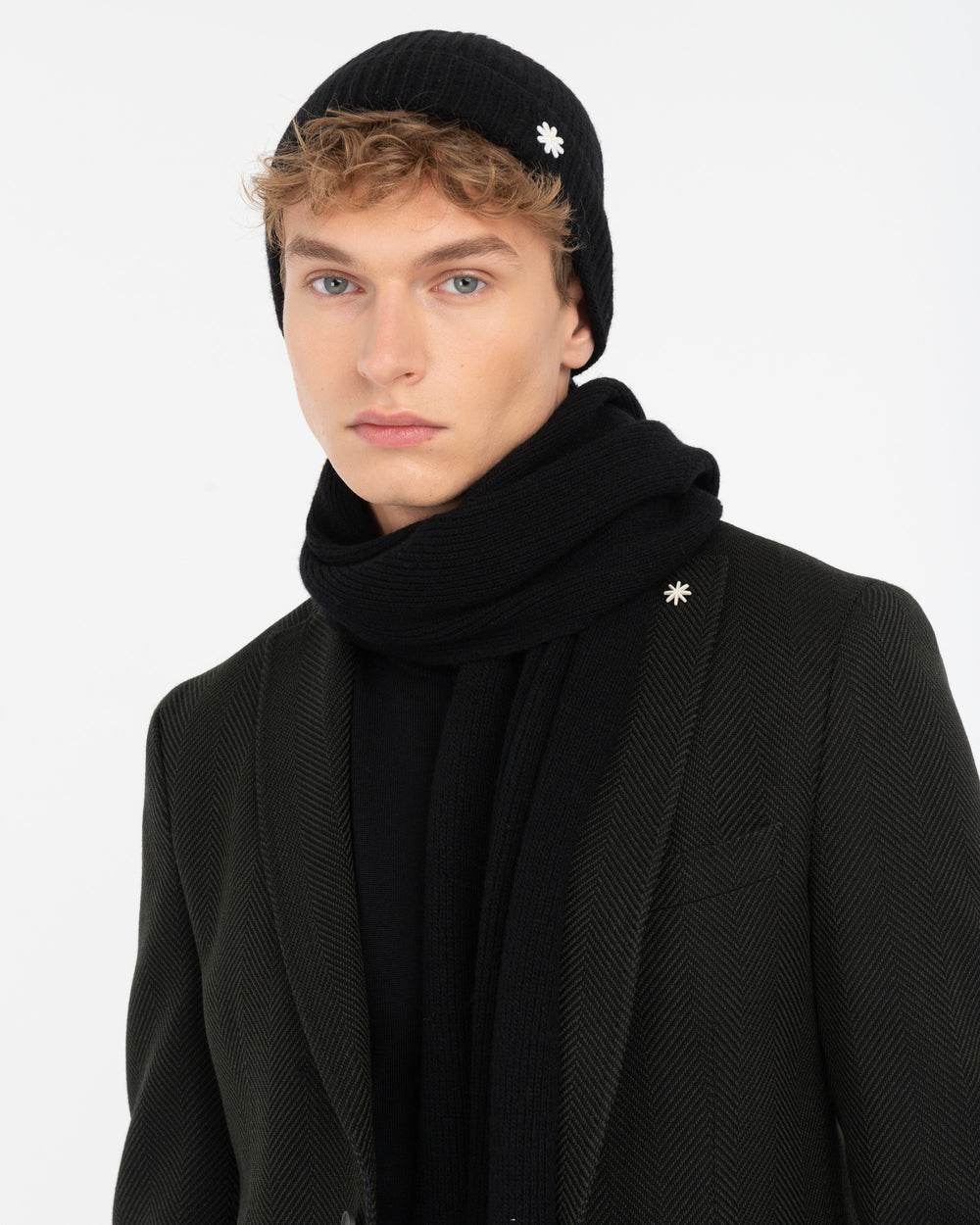 black english rib cashmere blend cap