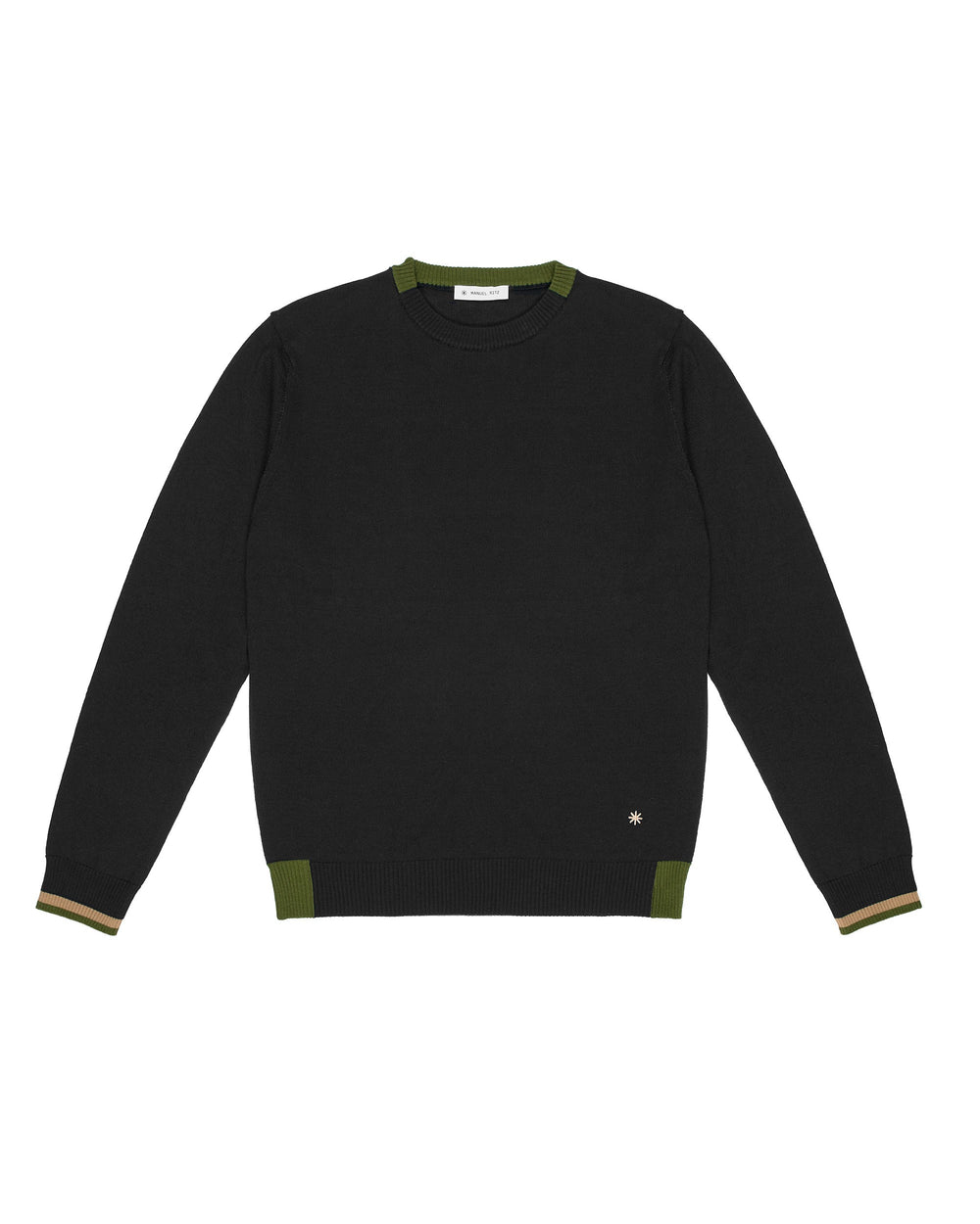 black wool blend sweater with contrasts