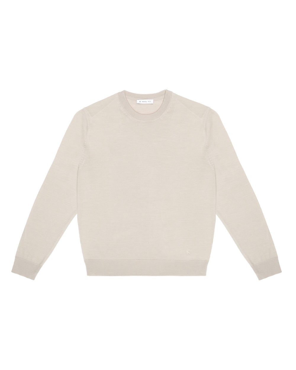 beige pure wool round neck sweater