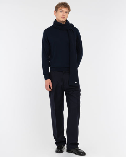 blue pure wool round neck sweater