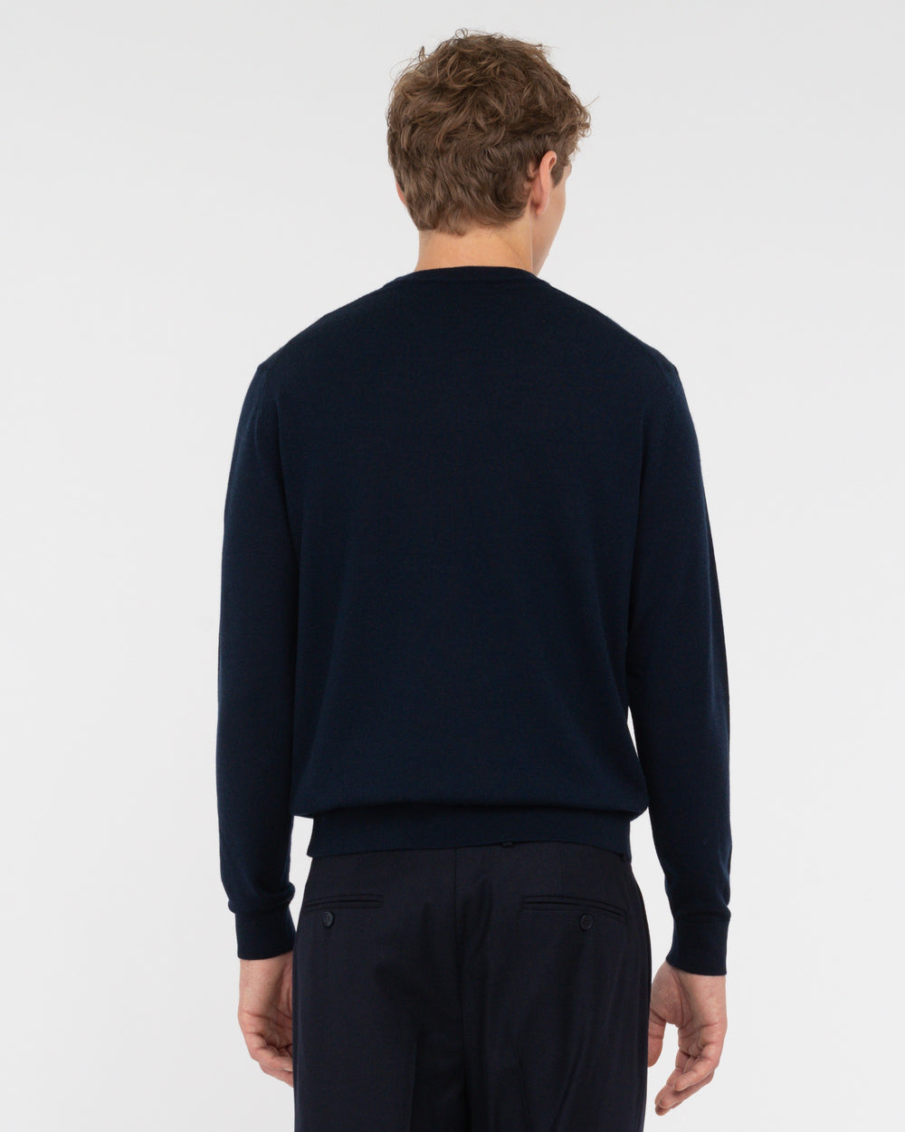blue pure wool round neck sweater