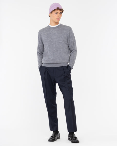 gray pure wool round neck sweater