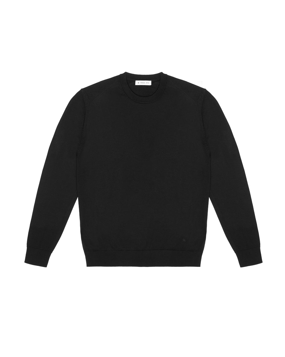 black pure wool round neck sweater