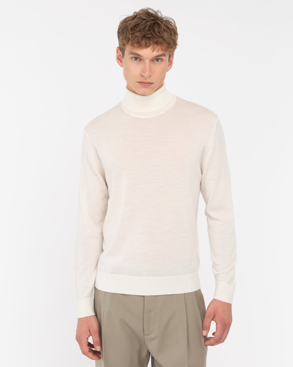 white pure wool turtleneck