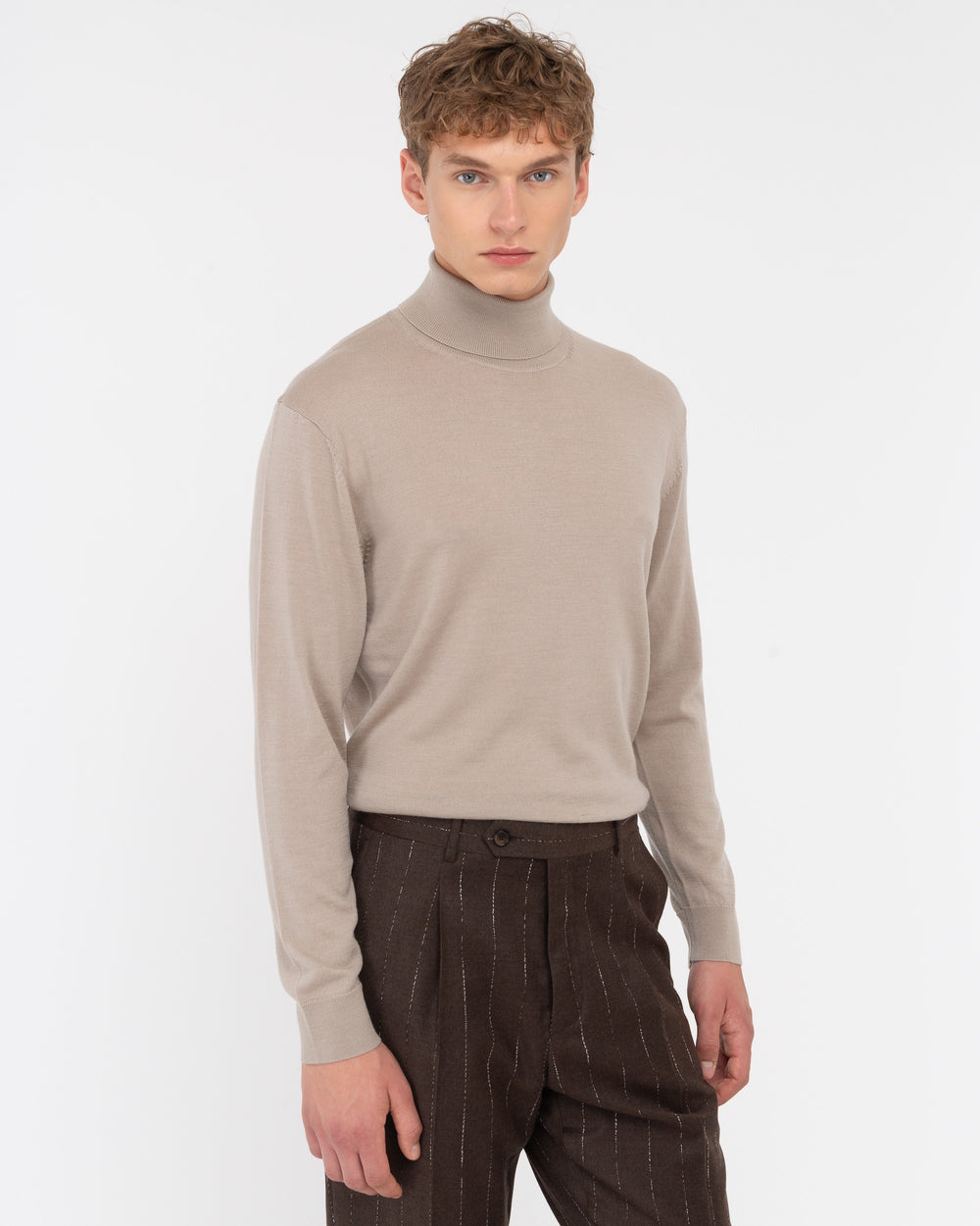 beige pure wool turtleneck