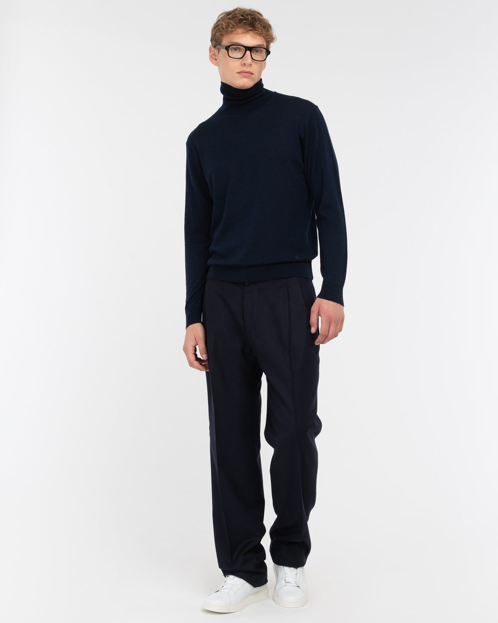 blue pure wool turtleneck