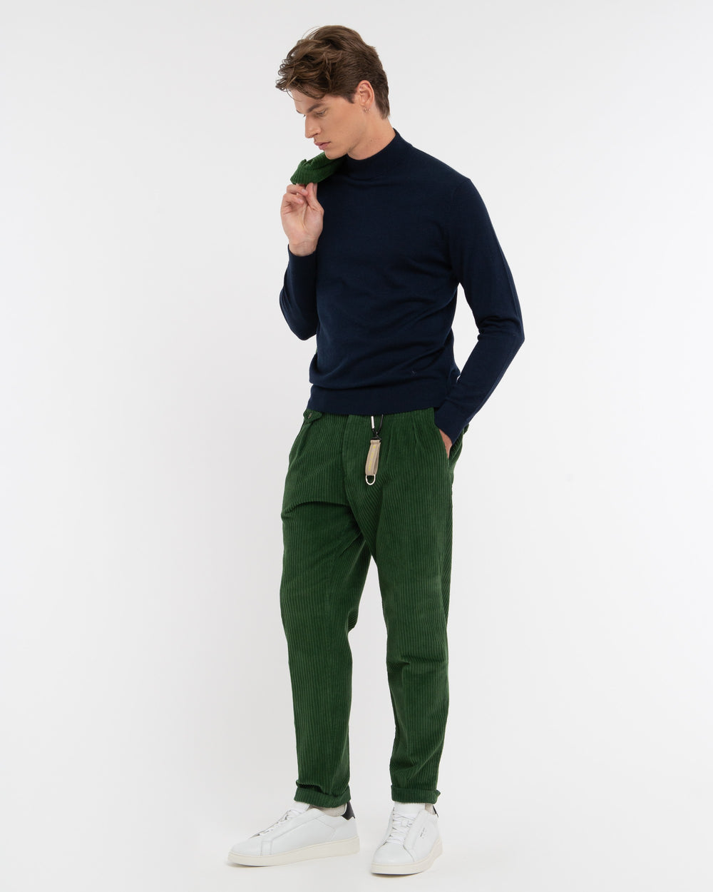 blue pure wool mock neck