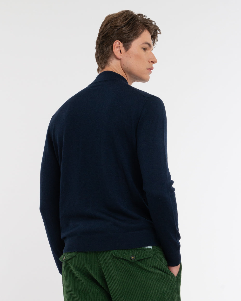 blue pure wool mock neck