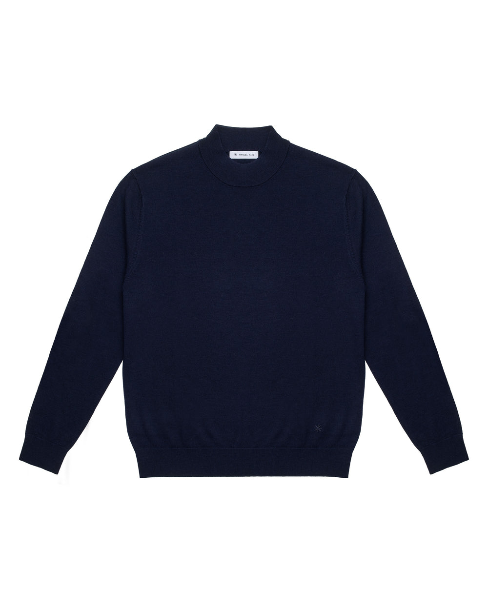 blue pure wool mock neck
