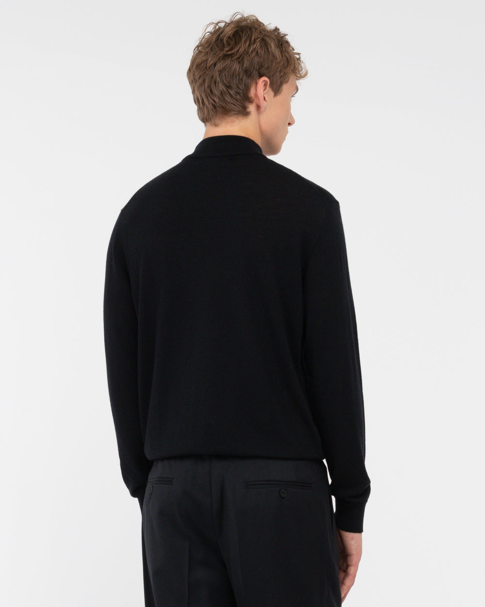 black pure wool mock neck