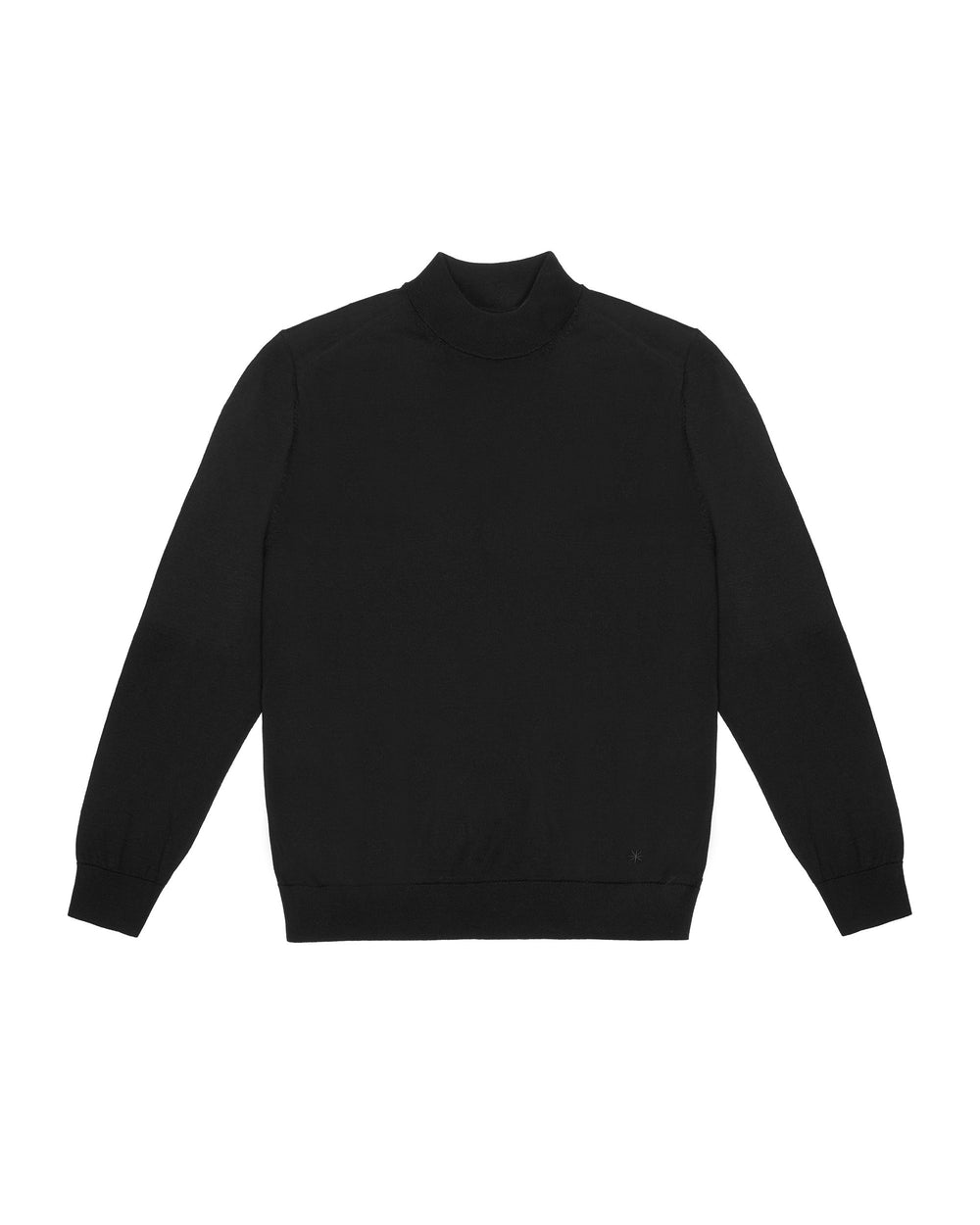 black pure wool mock neck