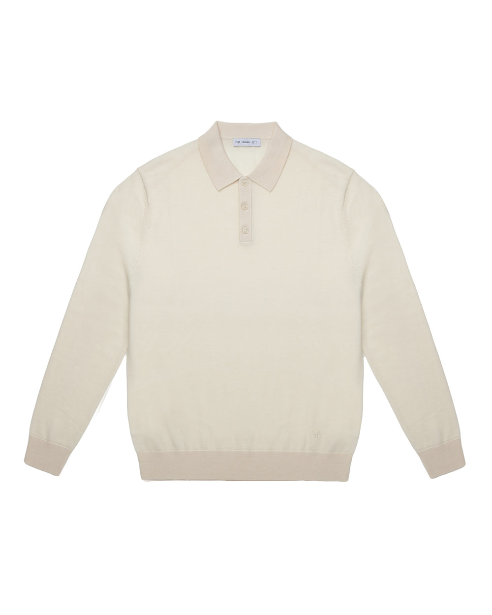 white pure wool long sleeved polo shirt