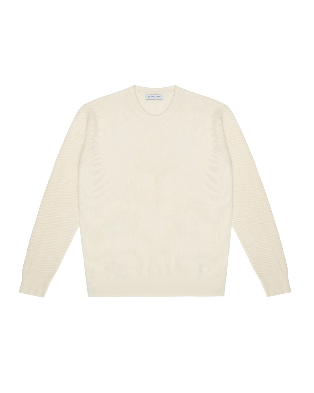white crew-neck wool rib sweater