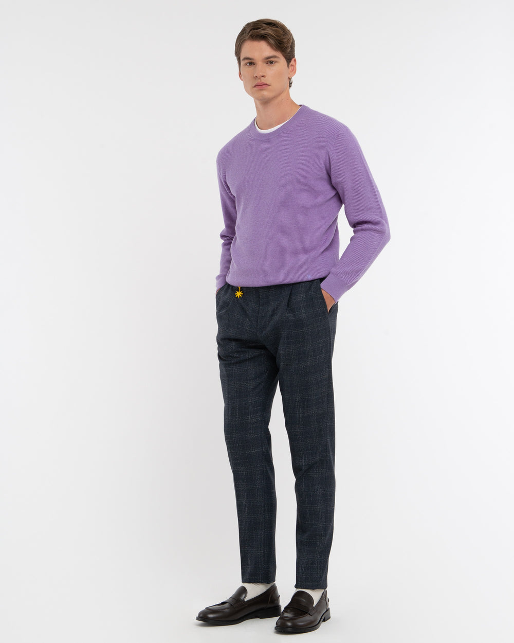 violet crew-neck wool rib sweater
