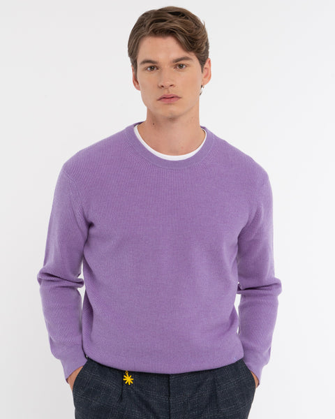 violet crew-neck wool rib sweater