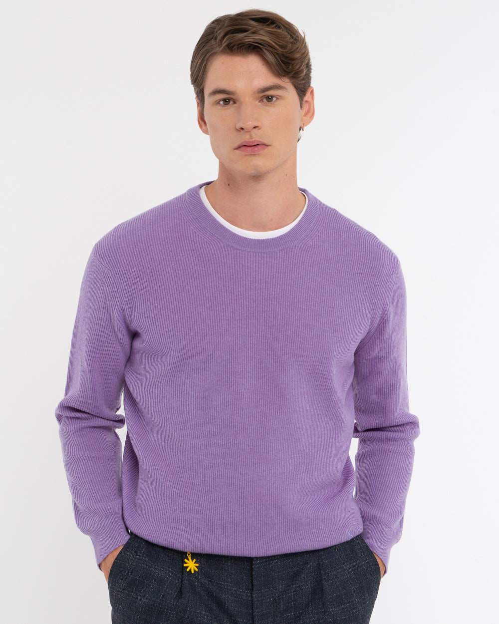 violet crew-neck wool rib sweater