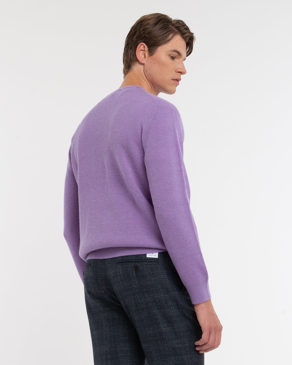 violet crew-neck wool rib sweater