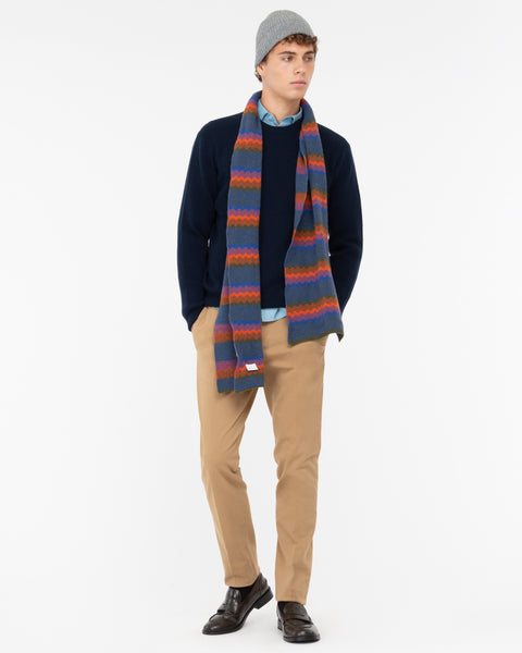 blue crew-neck wool rib sweater