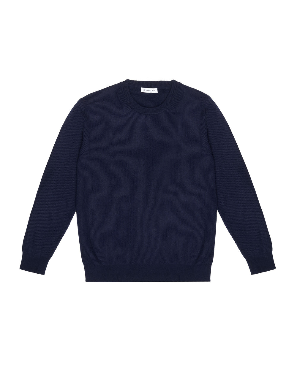 blue crew-neck wool rib sweater