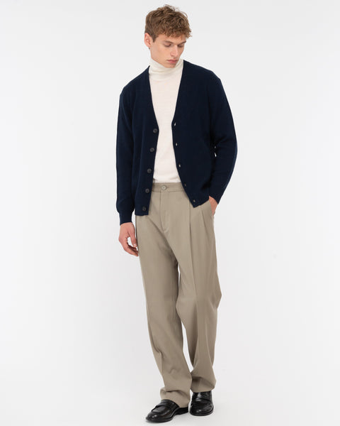 blue wool rib cardigan