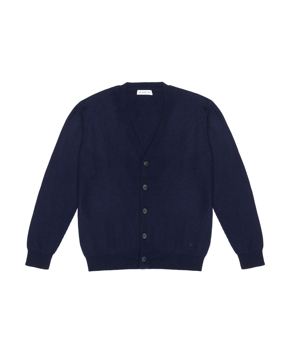 blue wool rib cardigan