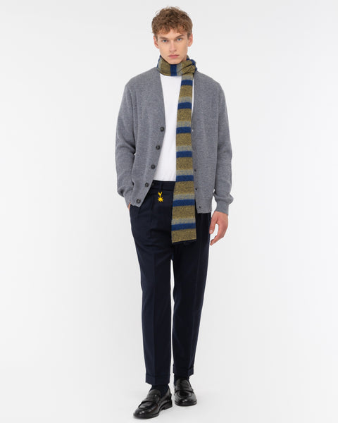 gray wool rib cardigan