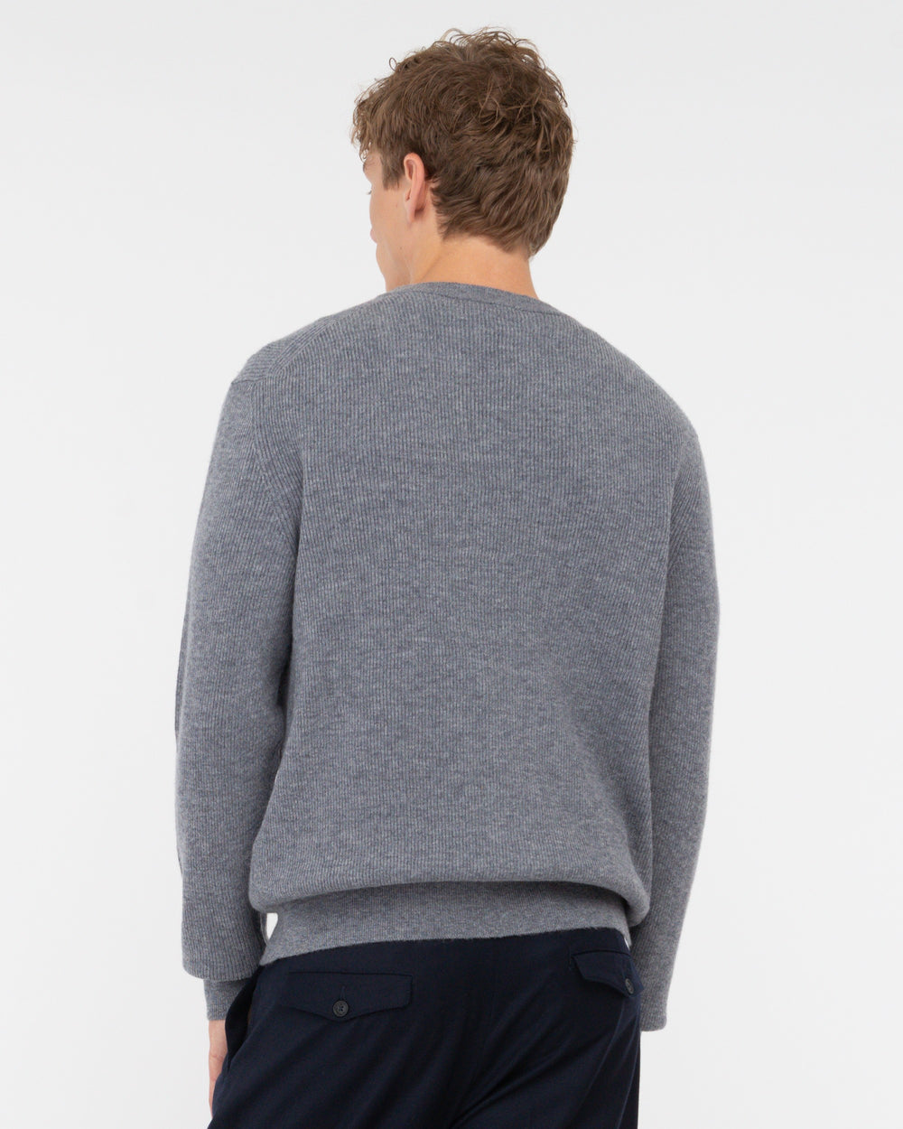 gray wool rib cardigan