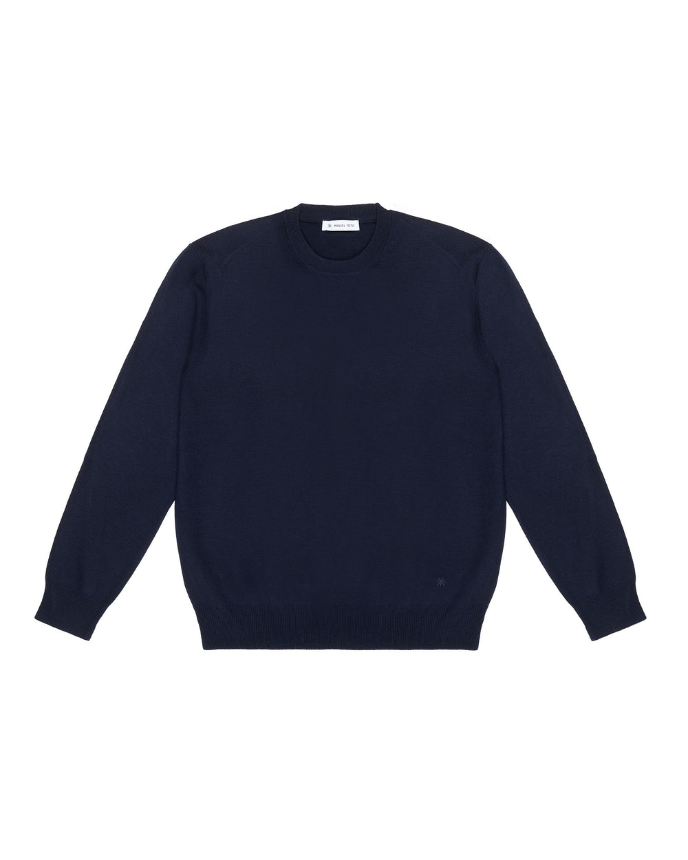 blue wool blend round neck sweater